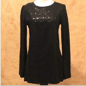Tory Burch Black Sequined L/S Top, Size 2, EUC